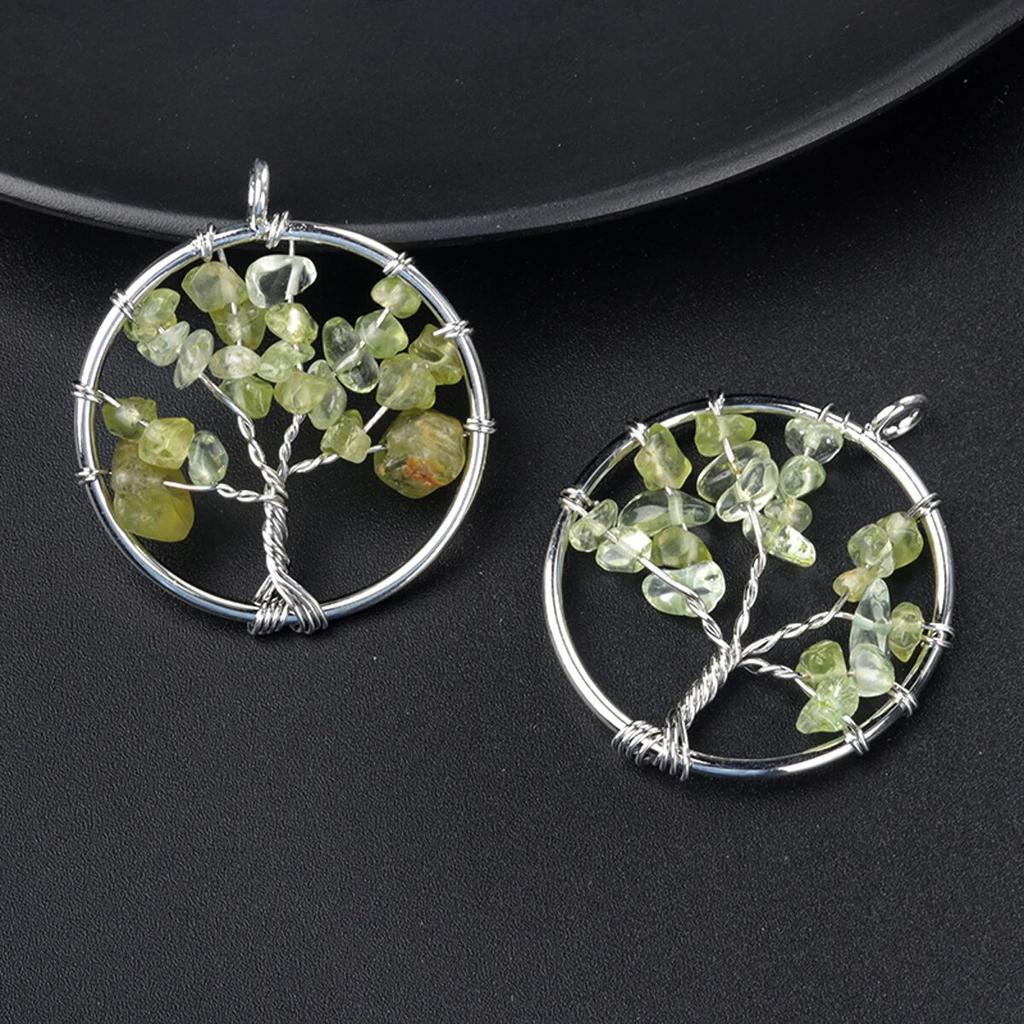 1 шт., кулон «Древо жизни», натуральный камень, обмотка, гравийный кулон для изготовления ювелирных изделий, ожерелье, аксессуар «сделай сам», размер 30x30 мм