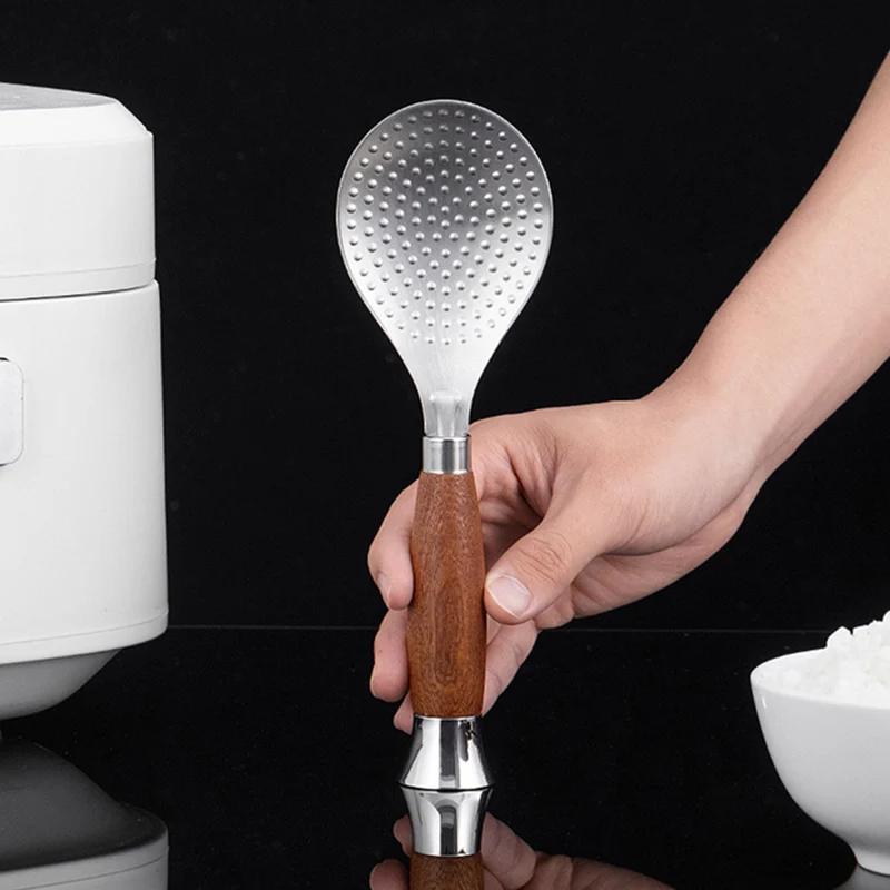 Japanese-style Non-stick Rice Spoon Thickened Wooden Handle Rice Scoop Standing Design Household Restaurant Kitchen Gadgets