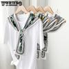 Spring Summer Versatile Printed Soft Silk Scarves Retro Elegant Fashion Women's  Casual Outdoor Sunscreen Scarves Can Detchable