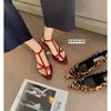 French Crossed Strap Elegant Pointed Open-toed Roman Sandals Women's Summer Leather