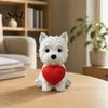 Office Desk Pet Decor 3D Printed West Highland Terrier Figurine, Cute Dog Statue Holding Red Heart, Heart Ornament Car Dashboard Decor, Romantic
