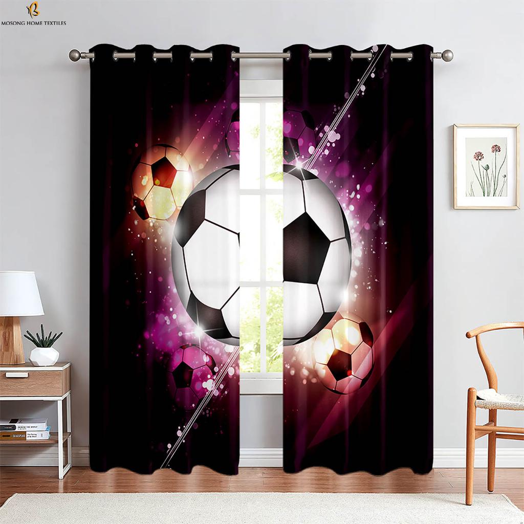 Разбейте кирпичную стену Крутой футбол 3D Печатные шторы Детская комната Гостиная Кухня Спальня Декоративные шторы 2 шт.