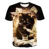 Cat Print Plus Size Women's T-shirt Clothes Animal 3D Printing T-shirt Cute and Funny Round Neck Ladies Short Sleeves