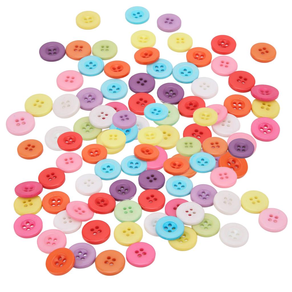 100 Pcs Buttons Colorful Flat Back Waterproof Oil Resistance Easy Operation Sewing Resin Buttons