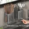 Wall-mounted Kitchen Storage Cage With A Drain Tray Chopstick Holder Spoon Storage Box Cutlery Draining Box For Kitchen Utensils Kitchen Storage Items