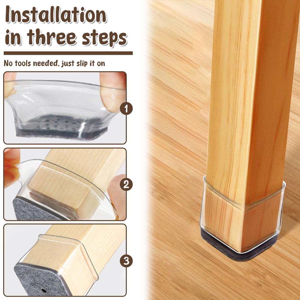 32 шт. Накладки на ножки мебели Силиконовые Квадратные Защитные накладки на ножки стульев для пола с фетровой основой Противоскользящие Колпачки для ножек стульев для Снижения Шума