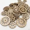 100x Mixed Size Unfinished Wood Gear Embellishments for Diy Decoration