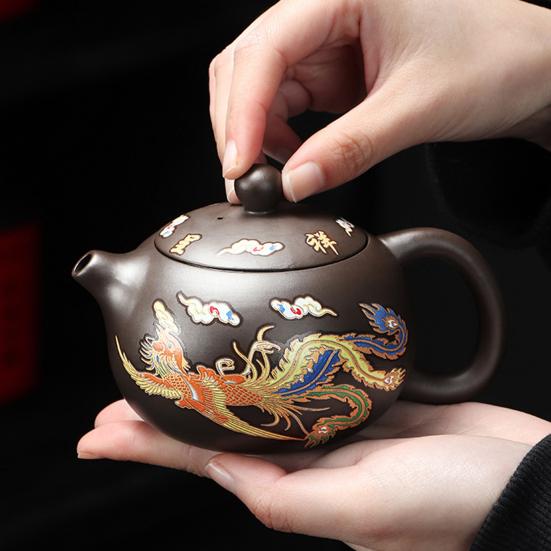Tea Set Hand-made Dragon And Color-changing Zisha Purple Clay Teapot Phoenix Tea Kettle Premium