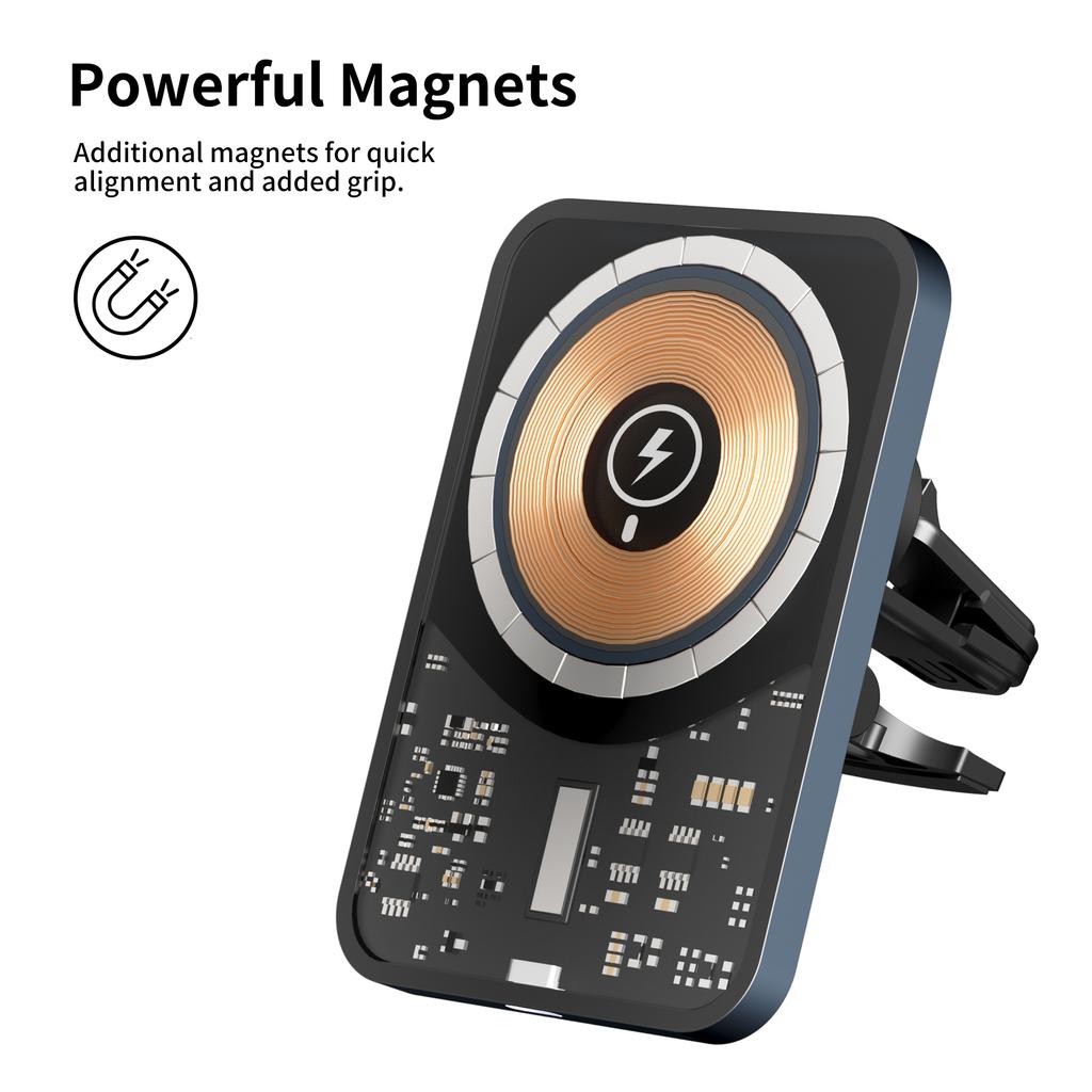 Magnetic Car Holder 15w Fast Wireless Charger For Magsafe Iphone 14 13 12 Pro Max Accessories Induction Charging Mount