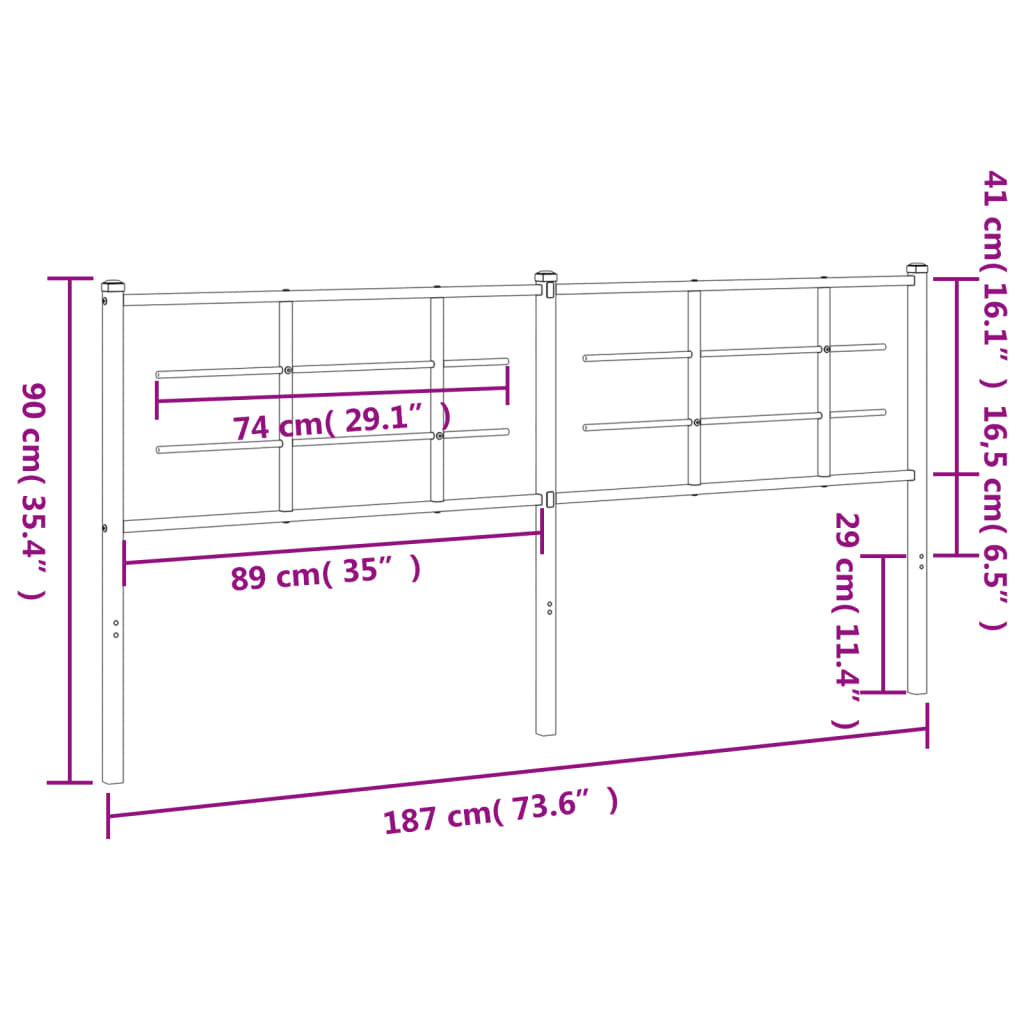 Replacement Headboard Metal Black 180 cm