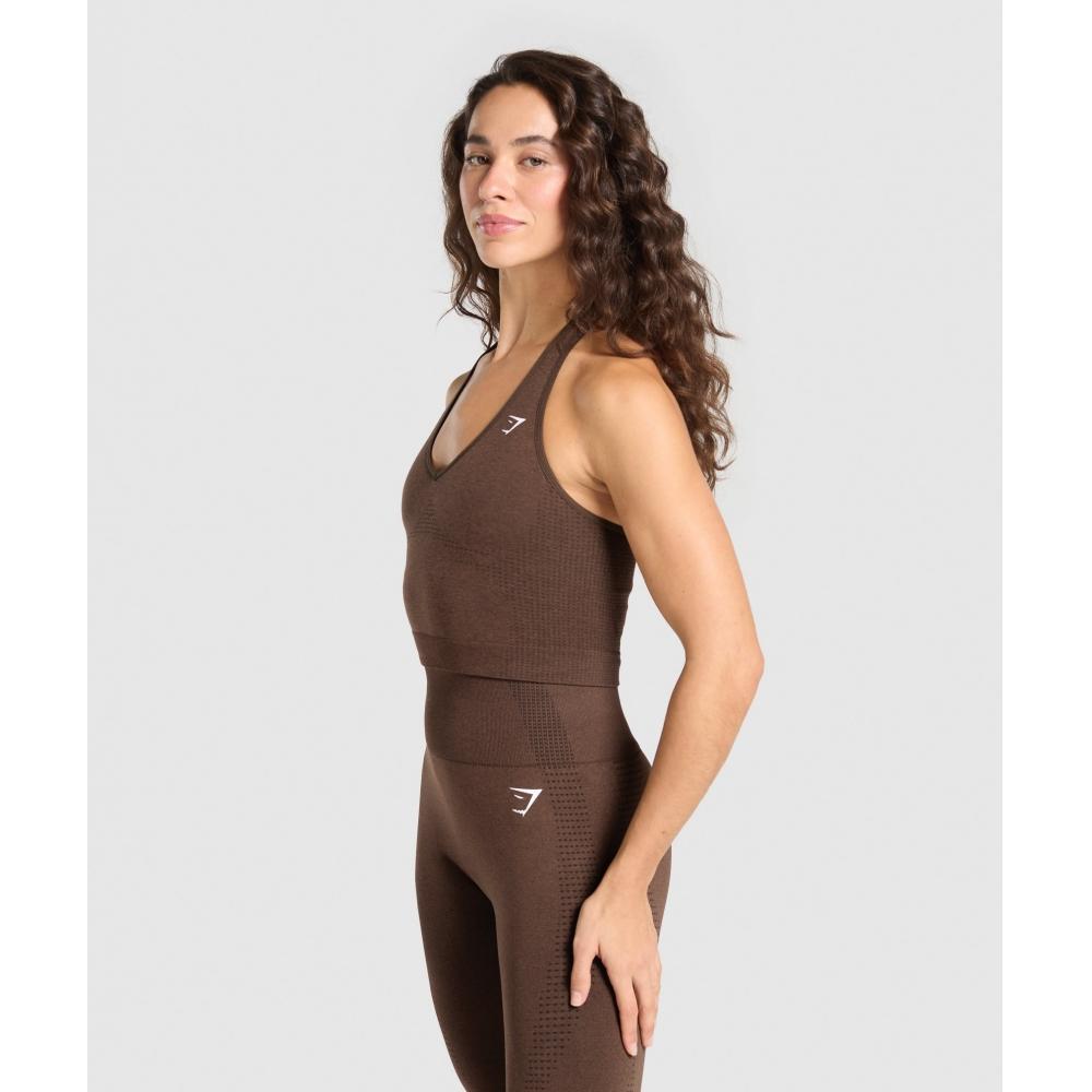 Gymshark Vital Seamless Halter Neck Tank Espresso Marl B2c9l Nbfb