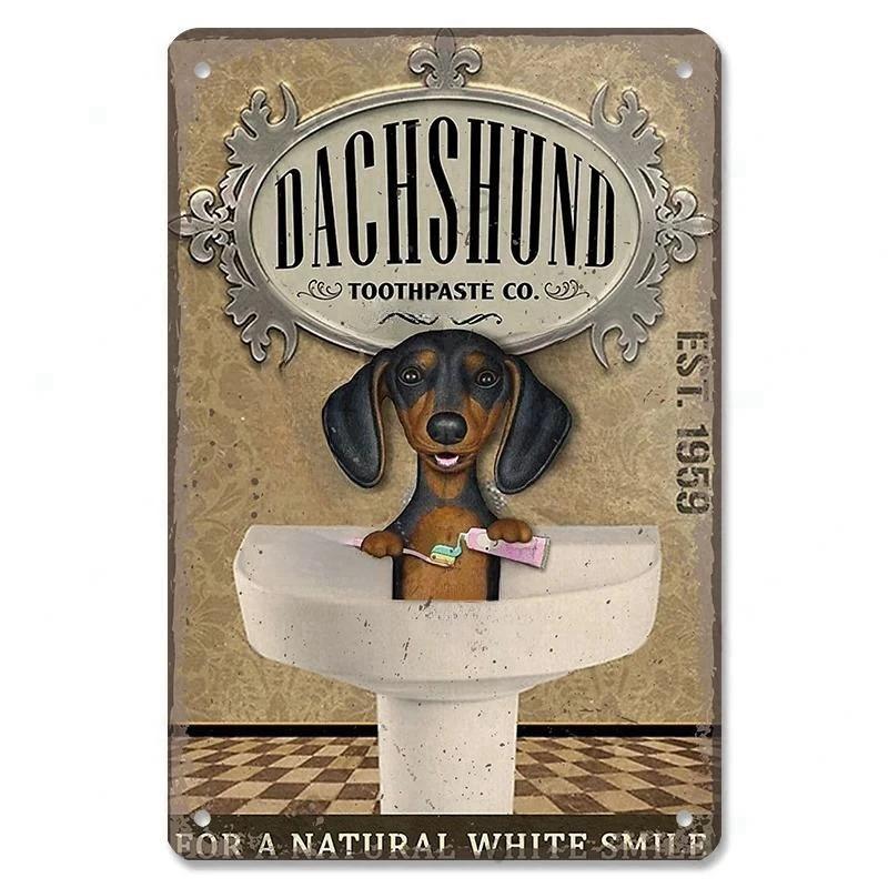 Винтажный милый постер с изображением домашних собак, металлические жестяные знаки, такса, бульдог, металлическая табличка для сада, кофейни, кухни, домашнего декора на стену