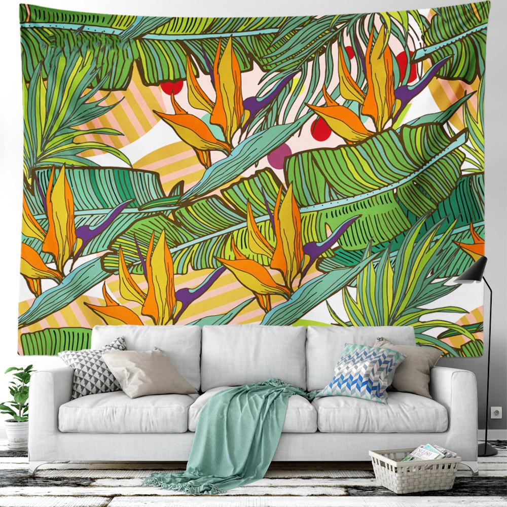 Green Plant Flower Tapestry Tropical Plant Series Hanging Landscape Flower Indoor Tapestry Room Decoration Aesthetics Bedroom