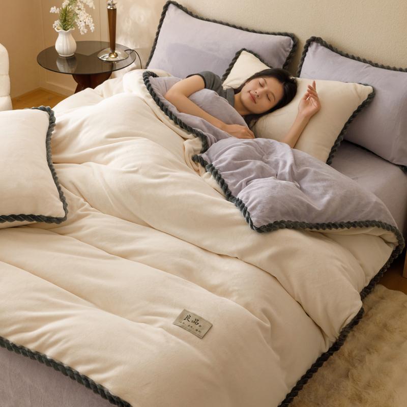 Зимнее молочное бархатное одеяло Пододеяльник Постельное белье Утолщенное покрывало на кровать Покрывало на двуспальную кровать Королевский размер Покрывало для одеяла Постельное белье