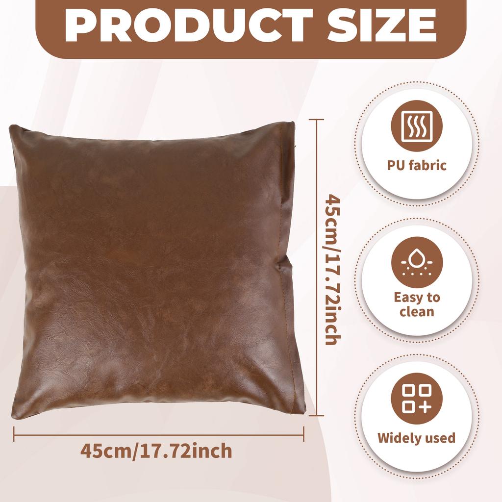 2Pcs Faux Leather Throw Pillow Cover Square/Rectangle Sofa Cushion Case with Hidden Zipper PU Leather Pillow Case Decorative