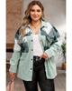 Green Plaid Patchwork Plus Size Corduroy Shacket