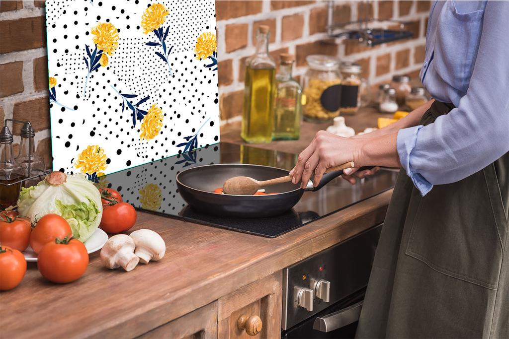 GLASS PROTECTIVE PLATE FOR STOVE 60x52 FLOWERS