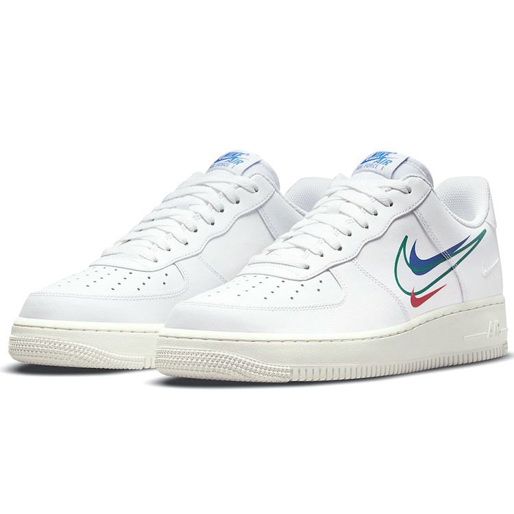 Nike Мужские кроссовки Air Force 1 Low Multi-Swoosh белые Game-Royal University-Red DM9096-101