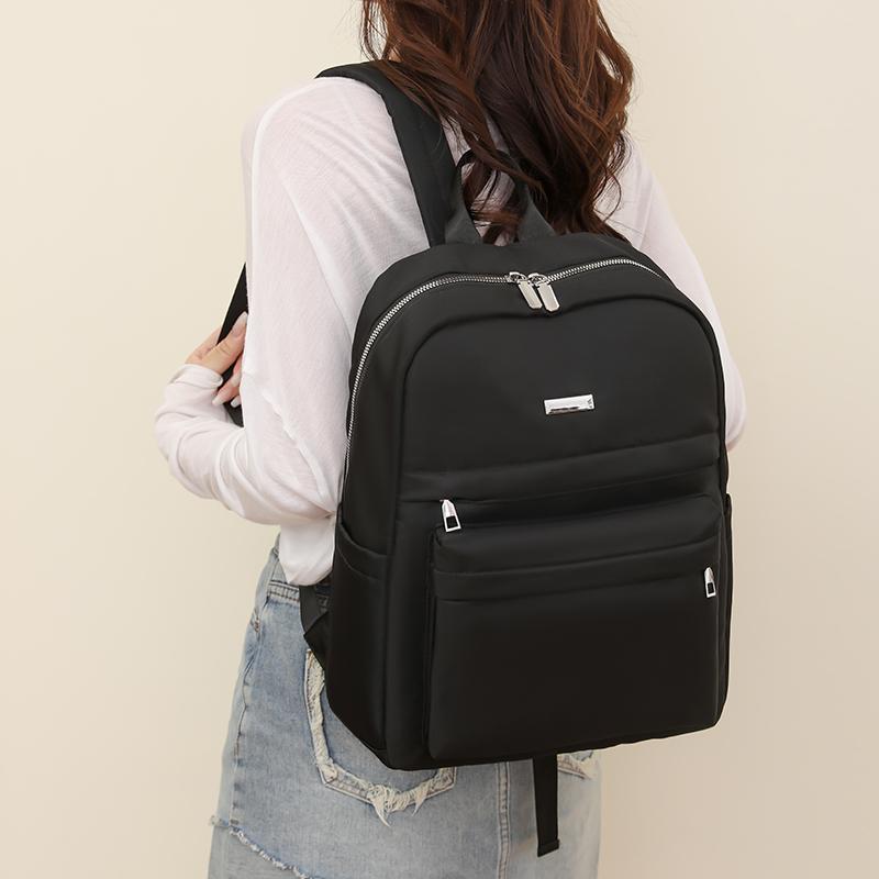 Women Solid Color Large Capacity Backpack Nylon Water-Repellent Backpack AVE