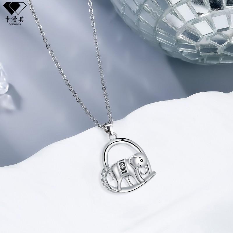 Plated Elephant Pendant Necklace Women Fashion OL Style Cross Chain Jewelry Animal Motif 2025