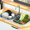 Регулируемая сливная корзина из нержавеющей стали для мойки, сушилка для посуды, кухонная сушилка для фруктов, расширяемая мойка для овощей, подставка для посуды