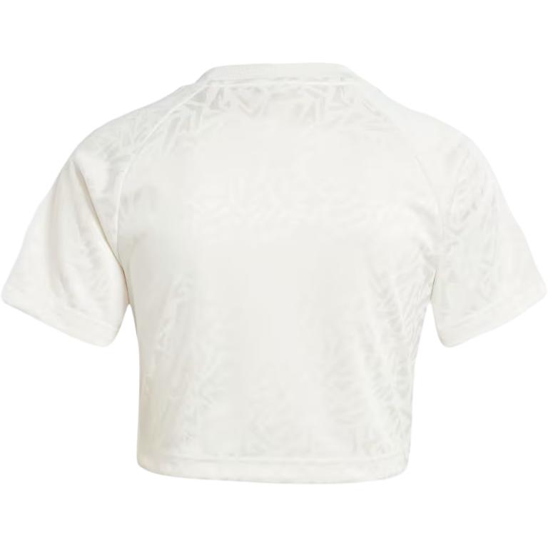 adidas Футболка Originals Baby Tea в полоску с круглым вырезом и коротким рукавом, облегающая, женская, белая IW5478