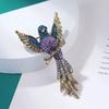 Exquisite Full Crystal Luxury Hummingbird Brooches Badges for Women Men High-end Classic Animal Pins Buckles