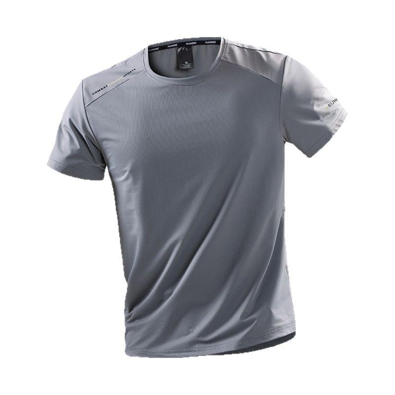 Летняя эластичная футболка с коротким рукавом из ледяного шелка, повседневная универсальная футболка