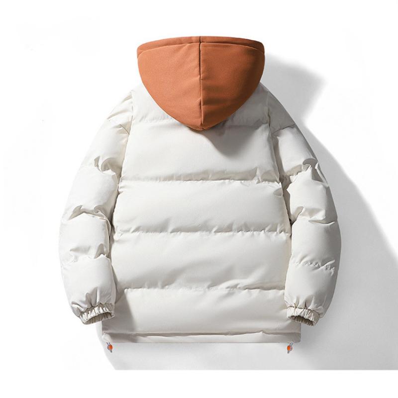 Autumn and Winter New Color Matching Men's Cotton Coat Korean Style Trendy All-match Jacket Thickened Men's Cold-proof Hooded
