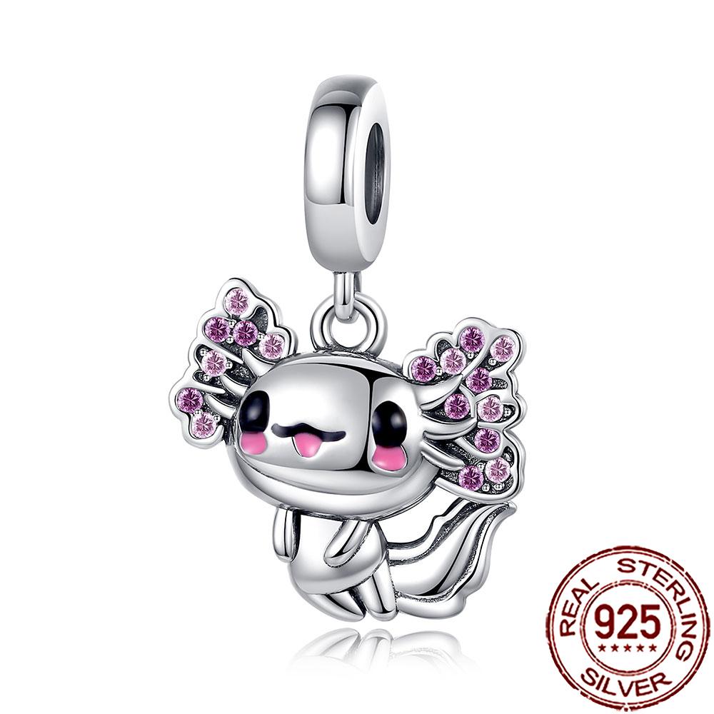 New Charms 925 Silver Cat Dog Flamingo Chameleon Axolotl Animal Beads Fit Bracelet Necklace Women DIY Jewelry
