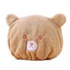 Cute Cartoon Bear Hair Drying Cap - Soft Absorbent Coral Fleece for Kids