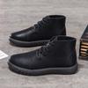 Мужская повседневная обувь, мужские ботинки на толстой подошве, кожаные туфли с высоким берцем, мужская модная новая мужская обувь с закругленной подошвой и низким верхом