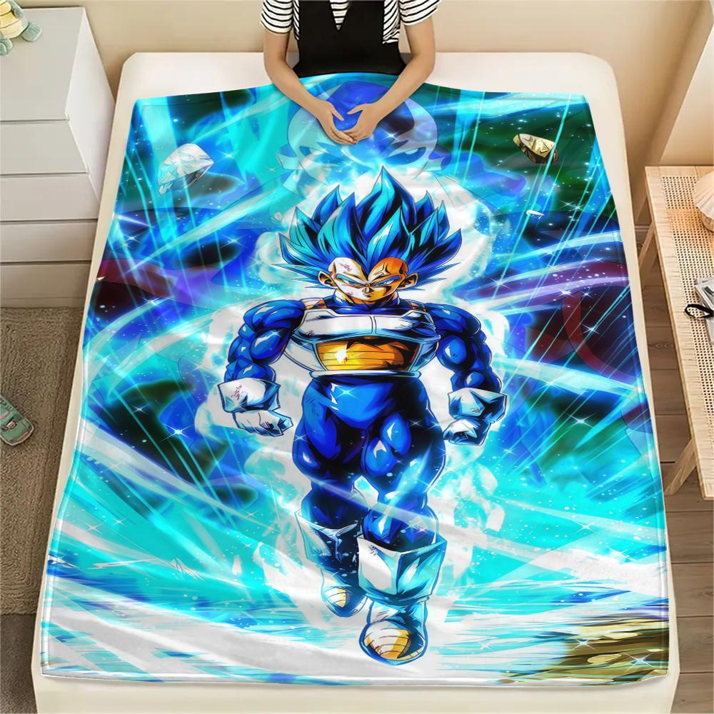 Vegito Cartoon Printed Flannel Blanket, Ideal for Bed Sofa Chair, Picnic Travel Use, Warm Home Bedroom Decor -HE33