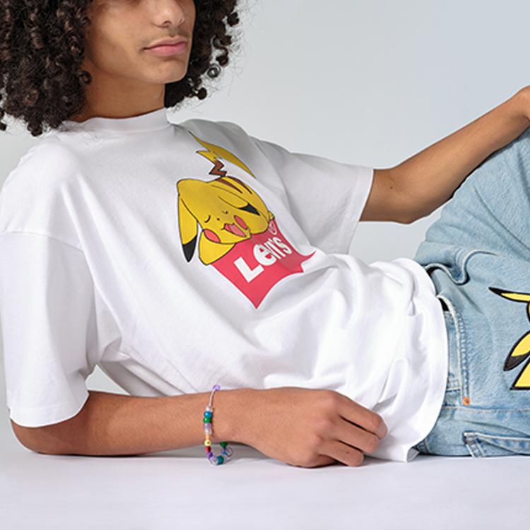 Футболка унисекс с коротким рукавом и круглым вырезом Levis X Pokémon Collaboration Pikachu Print, белая 59194-0002