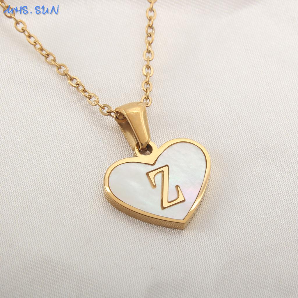 MHS.SUN Stainless Steel Heart Initial Necklace for Women Girls Gold Plated A-Z 26 Letter Pendant Choker Jewelry Birthday Gifts