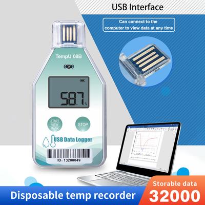 Регистратор данных температуры и влажности TempU08B IP67 водонепроницаемый USB-регистратор температуры 32000 комплектов регистратор данных для складского хранения