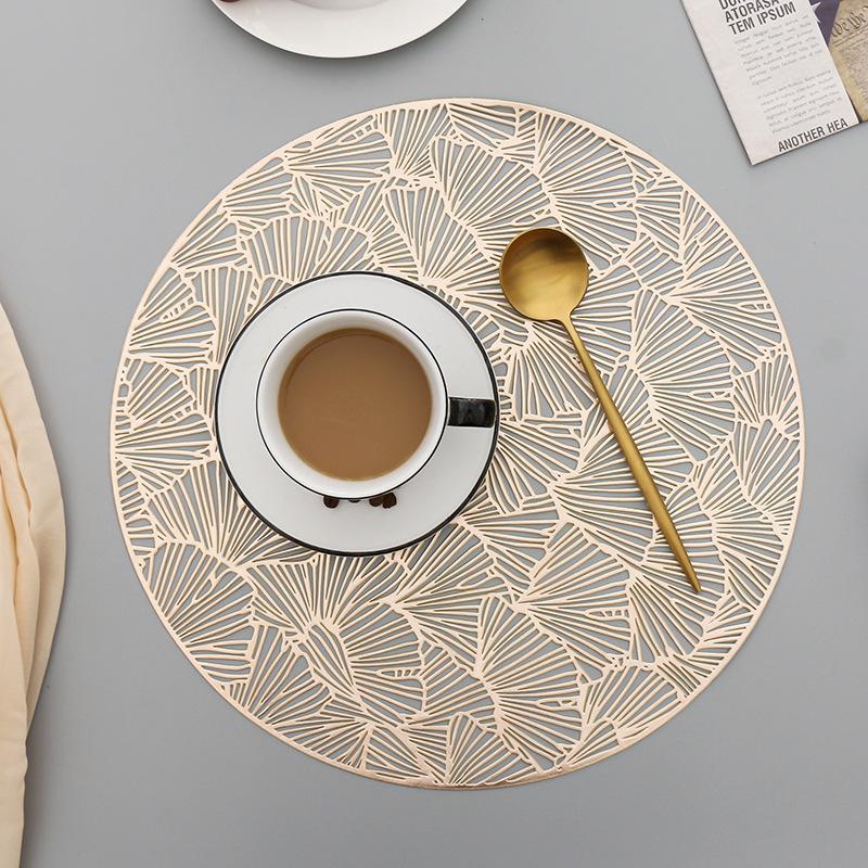 Household Supplies Round Placemats Restaurant Hollow Pvc Decoration Meal Mat Anti- Dining Table Line Mat Steak Plate Pad