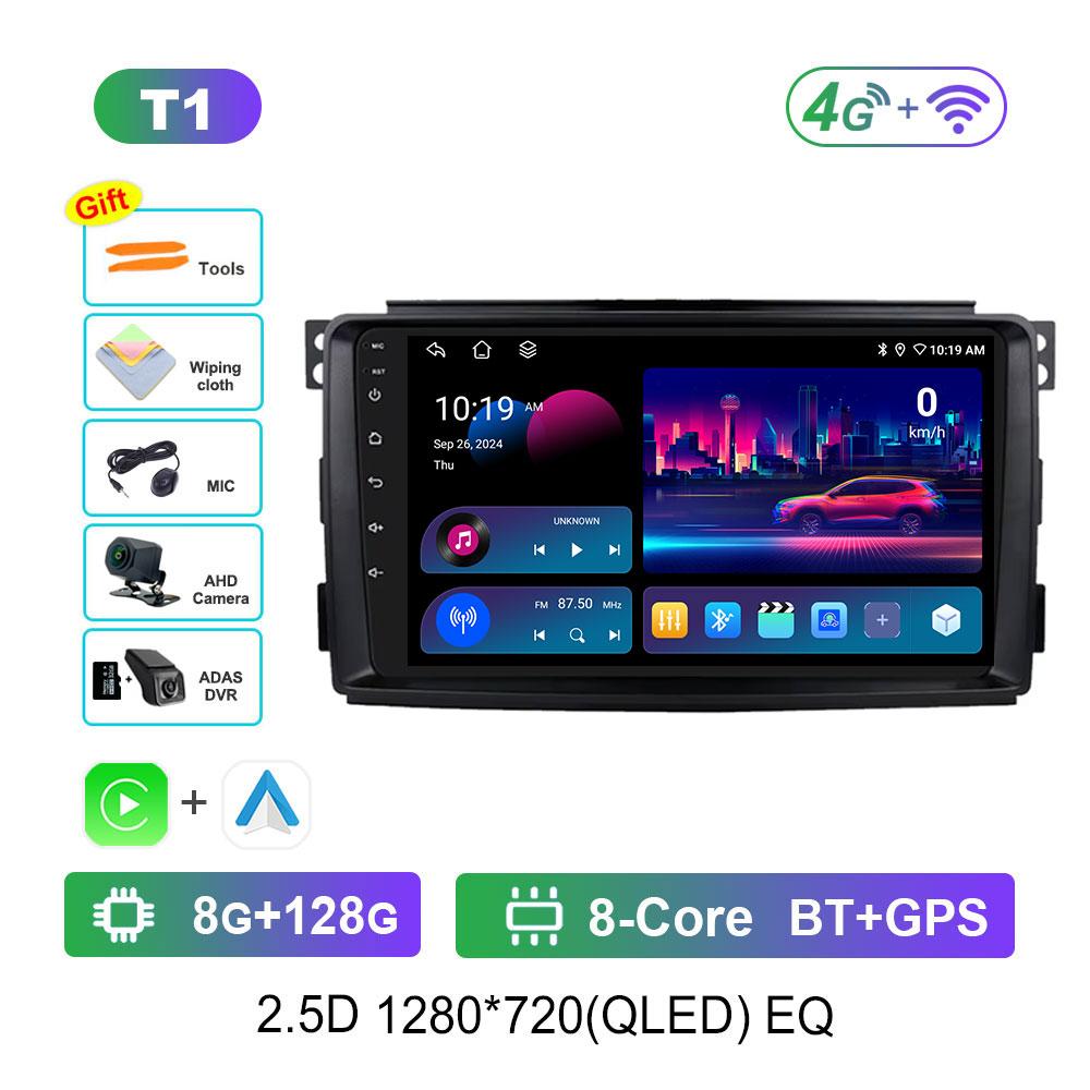 Мультимедийный плеер с автомагнитолой Android 14 для Mercedes Benz Smart Fortwo 451 2010 - 2015, GPS-навигация, Wi-Fi, HD-экран, Автоинструменты