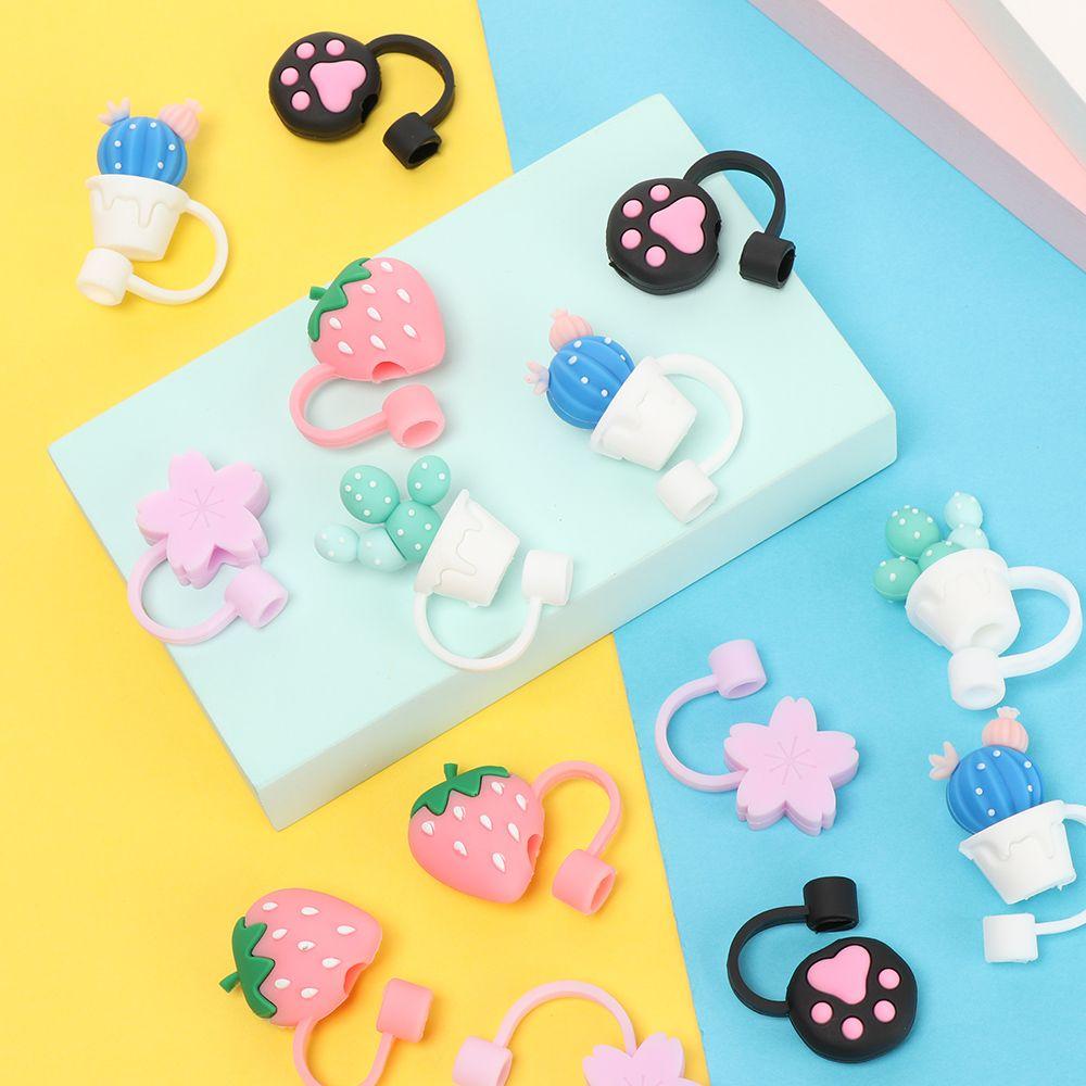 Airtight Splash Proof Cup Accessories Silicone Straw Plug Cartoon Plugs Cover Drinking Dust Cap