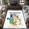 Bluey 135 Customize Text Floor Mat Perfect for Living Rooms Decorate room Kitchen Foyer Anti-slip Rug Anime Office Decor Birthday/Christmas Gift