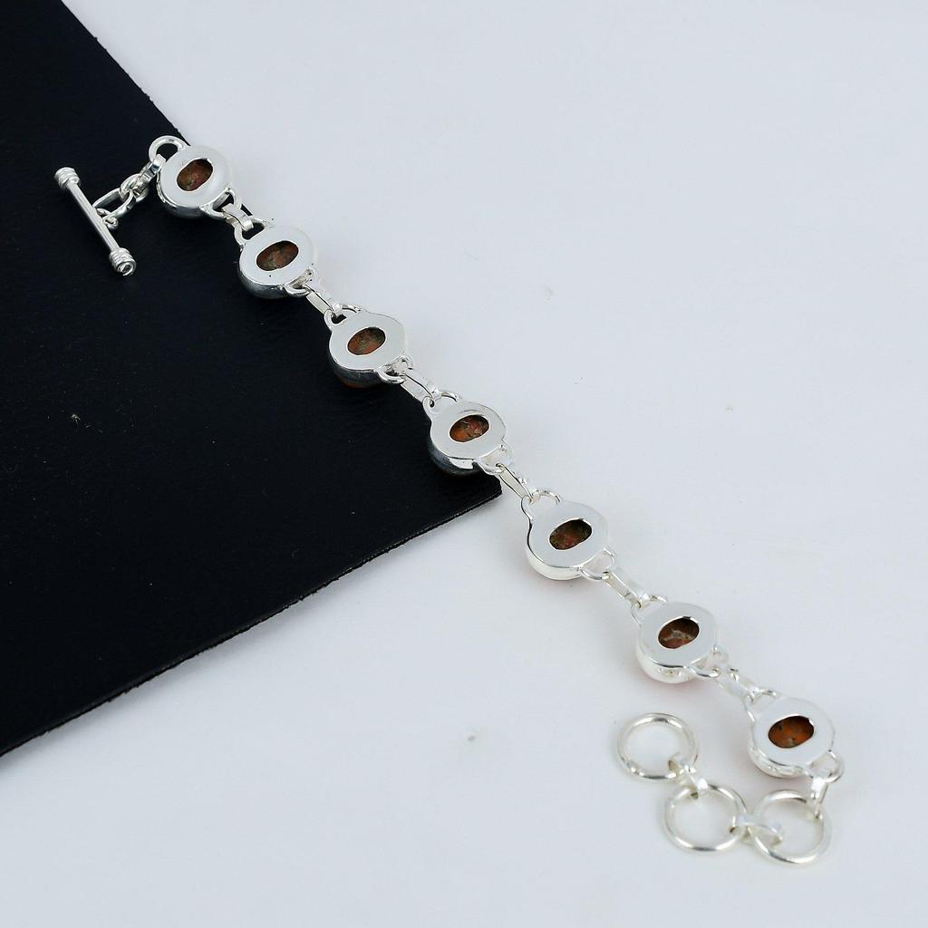 Браслет из натурального оранжевого бирюзового камня ручной работы из стерлингового серебра 925 пробы, браслет из оранжевой бирюзы для жены, браслет унисекс в подарок для любви