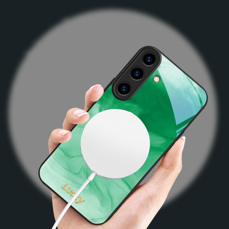 Чернильная wash коннотация синий Для Samsung Galaxy S26 Ultra S20 FE S21 S22+ S23 Plus S24 Ultra 25 Edge Для Magsafe Стеклянный чехол для телефона