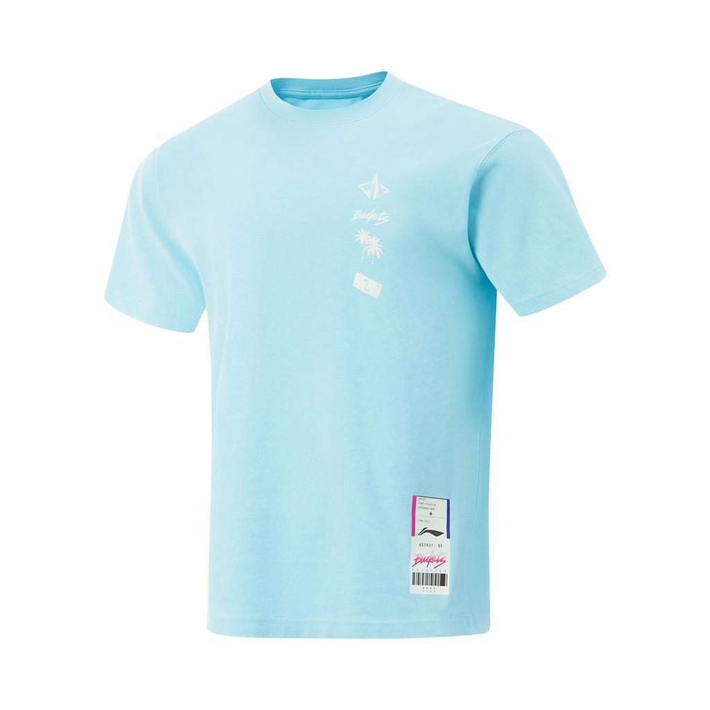 Li-Ning Jimmy Butler Fashion Sports Casual Loose Round Neck Letter Print Pattern Professional Basketball T-Shirt Men T-Shirt AHSVC09-2