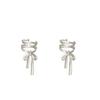 iF ME Silk Ribbon Bow Earring Elegant Left Right  Clip Earrings for Women Jewelry Accessories