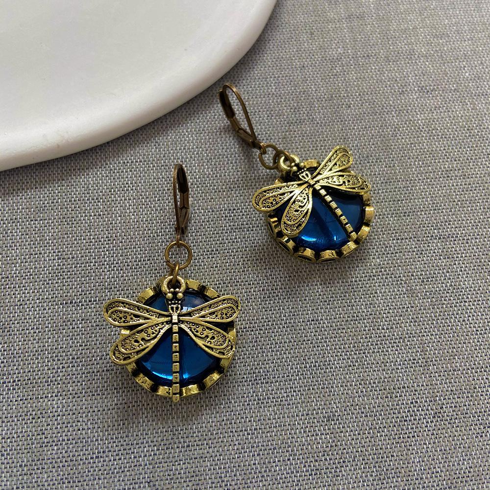 Vintage Moonstone Dragonfly & Butterfly Earrings