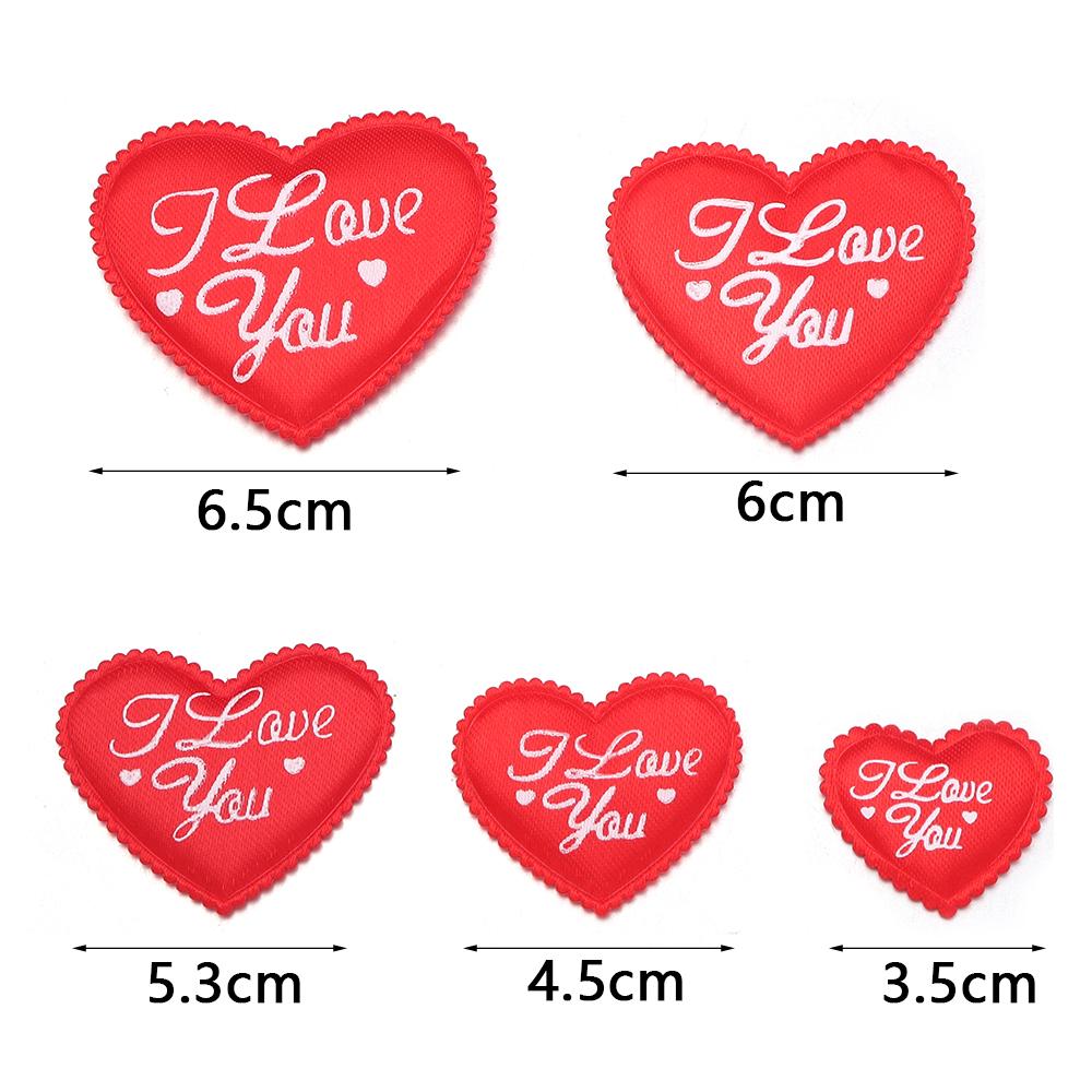 30-50pcs Printed I Love You Heart Patches Sponge Satin Fabric Heart Petals Confetti For Wedding Party Valentine's Day Decoration