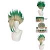 Dr Stone Ishigami Senkuu Cosplay Wig With Green Gradient Short Hair For Character Role Play
