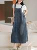 2025 лето новый ретро ветрозащитный старый хлопковый деним юбка на бретелях уменьшающая возраст разрез вилка средняя и длинная юбка женская