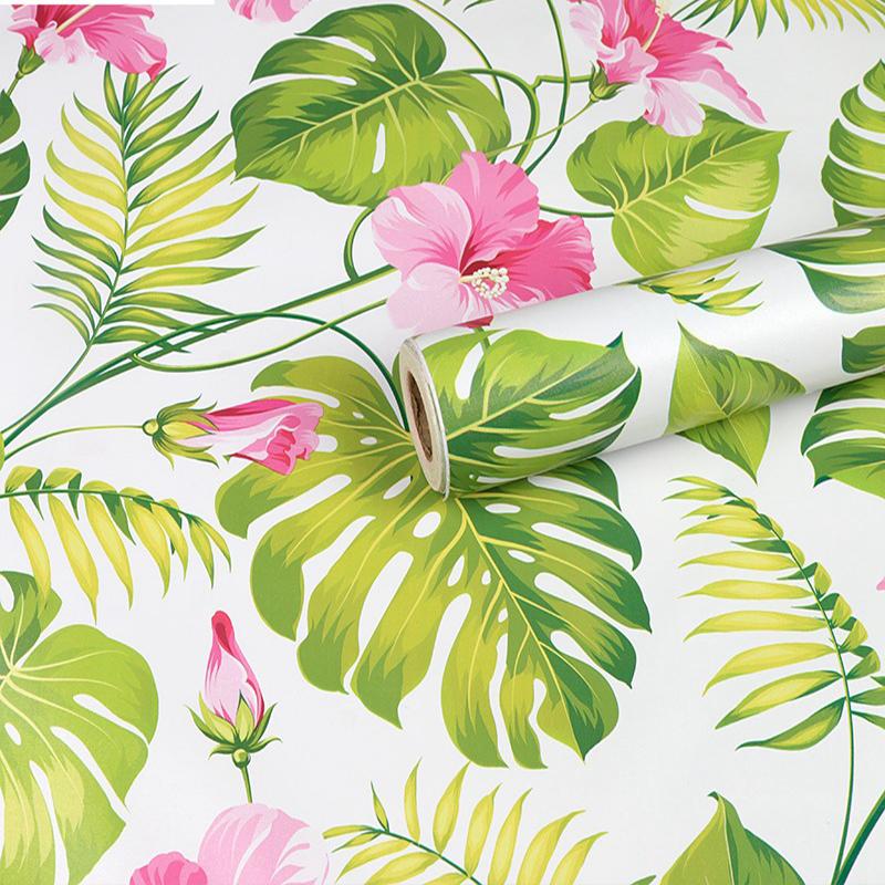 Обои Зеленый Лист Самоклеящиеся Обои Бохо Контактная Бумага для Шкафов Разнообразные Обои для Спальни Самоклеящиеся Наклейки