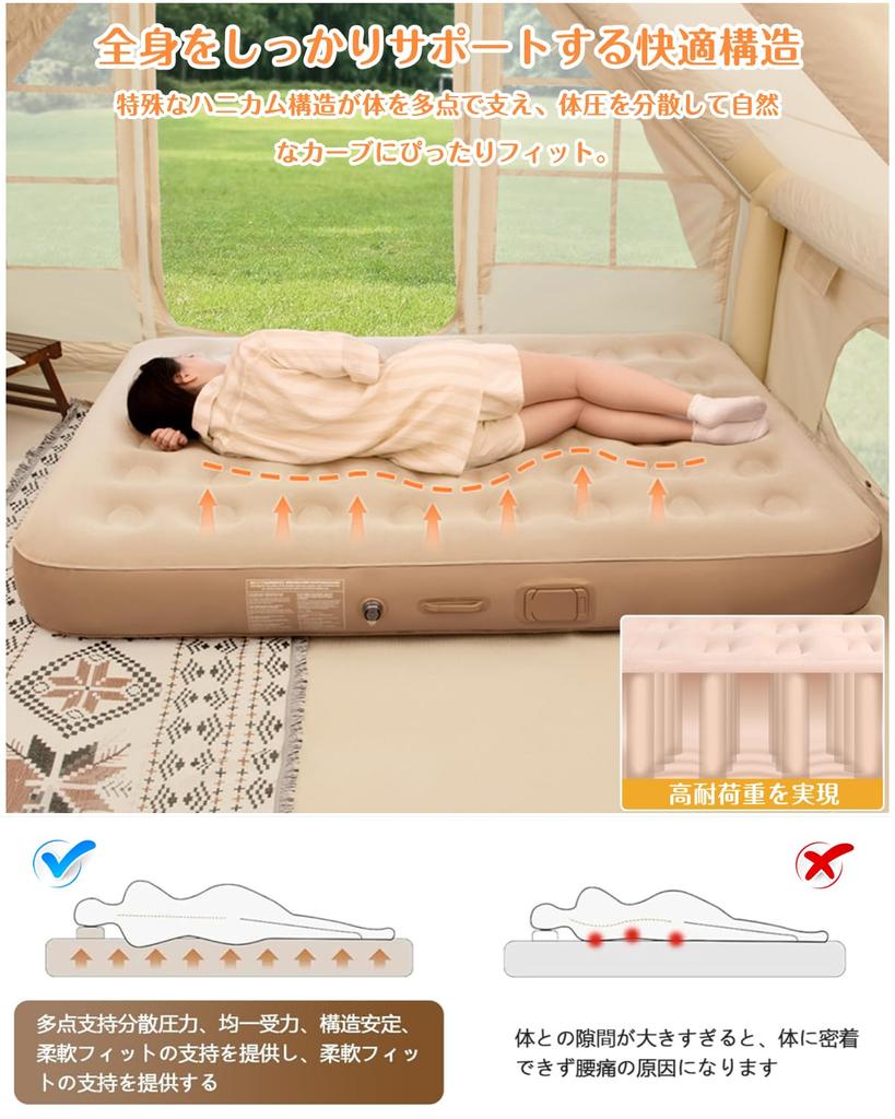 Воздух Воздух Электрический Воздух Автоматический Кемпинг Съемный Воздух Простой Поставляется с Подушкой и Хранением Для в Компактной Кровати, Матрас, Электрический, Встроенный Насос,